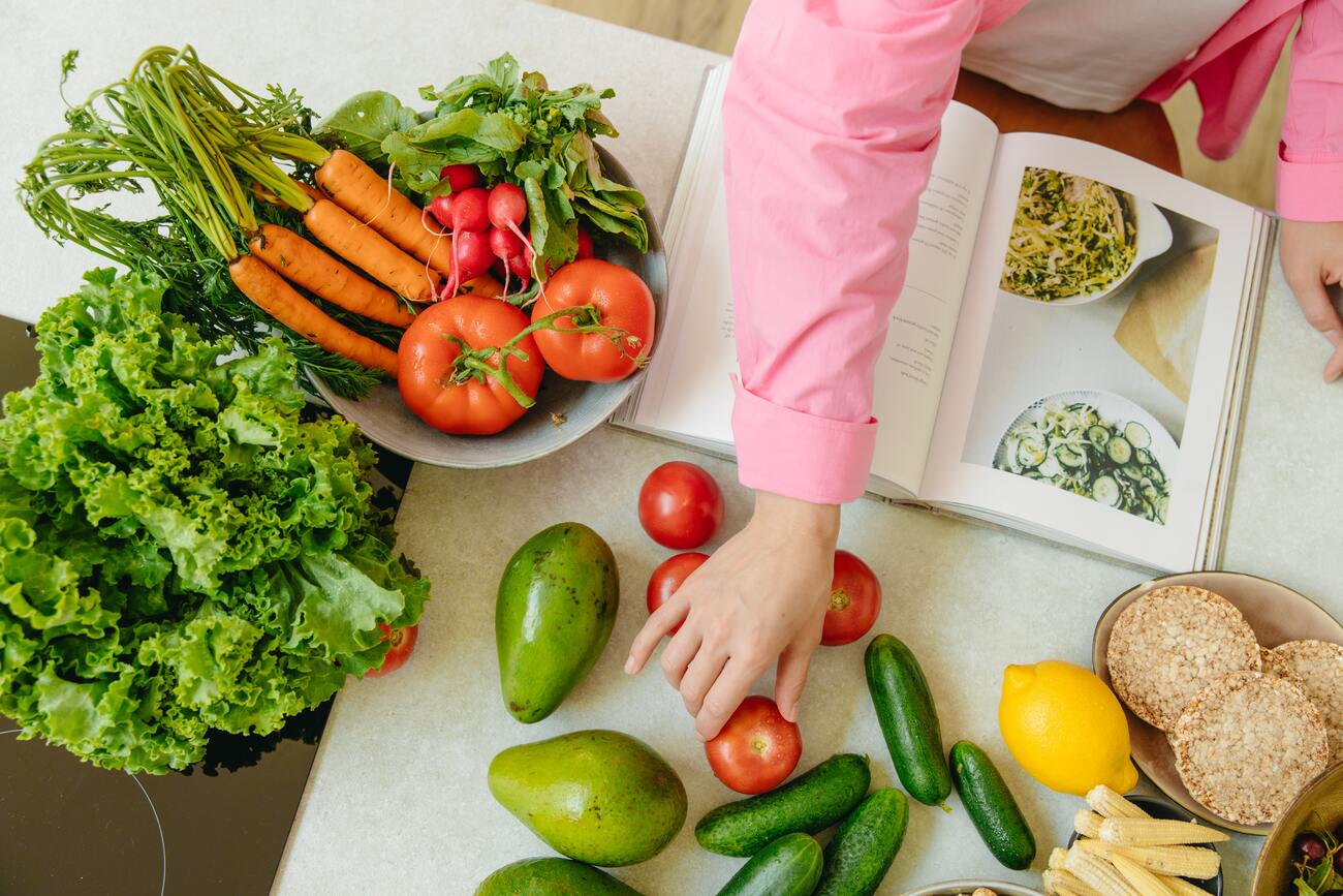 Légumes, fruits et livre de recettes